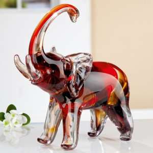 Newark Glass Elephant Sculpture In Red - UK