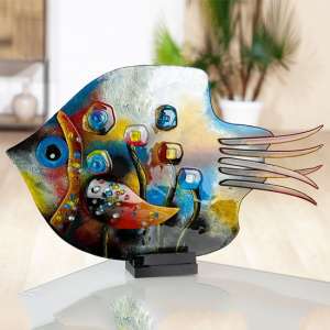 Newark Glass Fish Fresh Flowers Sculpture In Multicolour - UK