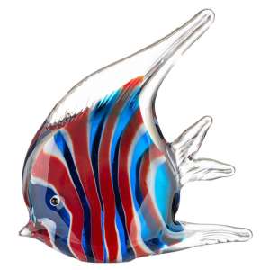 Newark Glass Fish Sculpture In Blue And Red - UK