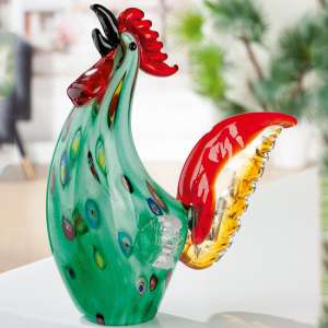 Newark Glass Rooster Wildflower Sculpture In Multicolour - UK