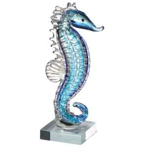 Newark Glass Seahorse Sculpture In Blue - UK