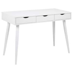 Newark Wooden Laptop Desk With 3 Drawers In White - UK
