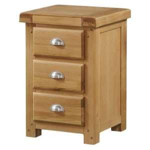 Newbridge Bedside Cabinet In Solid Wood Light Oak With 3 Drawers - UK
