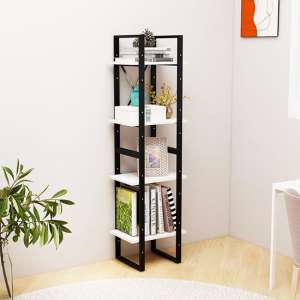 Newell Pine Wood 4-Tier Bookshelf In White - UK