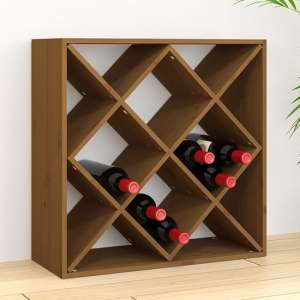 Newkirk Pine Wood Box Shape Wine Rack In Honey Brown