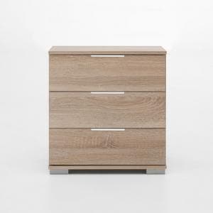 Newport Wooden Bedside Cabinet In Oak Effect With 3 Drawers