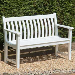 Newry Outdoor Broadfield 4ft Wooden Seating Bench In White - UK