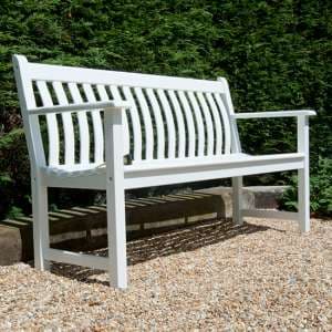 Newry Outdoor Broadfield 5ft Wooden Seating Bench In White - UK