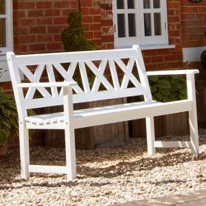 Newry Outdoor Drachmann 5ft Wooden Seating Bench In White - UK