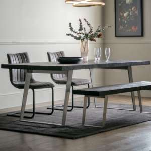 Newtown Large Wooden Dining Table With Metal Legs In Black - UK