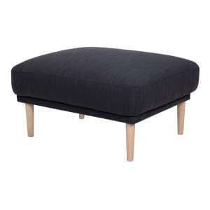 Nexa Fabric Footstool In Anthracite With Oak Legs - UK