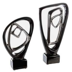 Nexus Ceramic Set Of 2 Sculpture In Black And Silver - UK