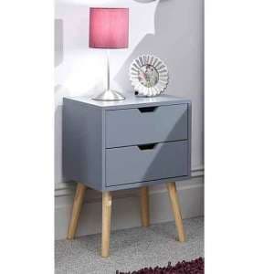 Niceville Wooden 2 Drawers Bedside Cabinet In Dark Grey - UK