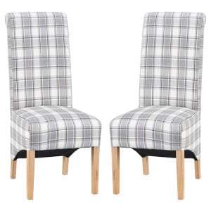 Nichols Cappuccino Fabric Scroll Back Dining Chairs In Pair - UK