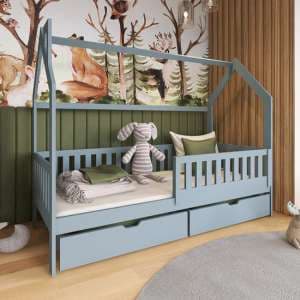 Niort Storage Wooden Single Bed In Grey - UK