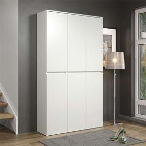 Nitra Wooden Hallway Storage Cabinet With 6 Doors In White