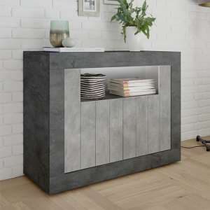 Nitro LED 2 Door Wooden Sideboard In Oxide And Cement Effect - UK
