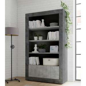 Nitro 2 Doors 3 Shelves Bookcase In Oxide And Cement Effect - UK