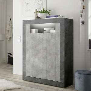 Nitro LED 2 Doors Wooden Storage Unit In Oxide And Cement Effect - UK