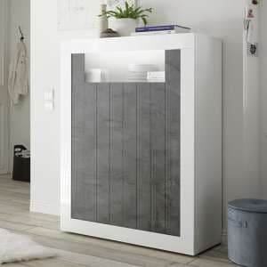 Nitro LED 2 Doors Wooden Storage Unit In White Gloss And Oxide - UK