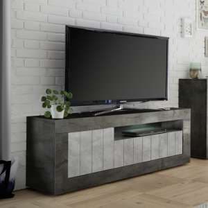 Nitro LED 3 Door Wooden TV Stand In Oxide And Cement Effect - UK
