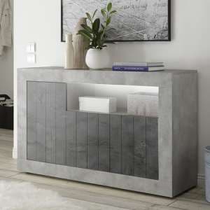 Nitro LED 3 Doors Wooden Sideboard In Cement Effect And Oxide