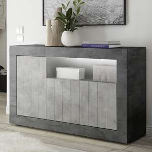 Nitro LED 3 Doors Wooden Sideboard In Oxide And Cement Effect - UK