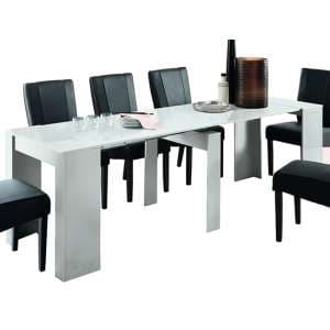 Nitro Large Extending High Gloss Dining Table In White