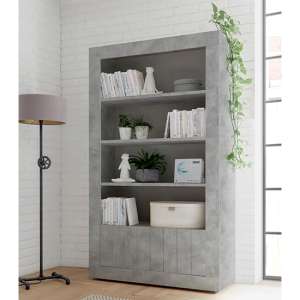 Nitro Wooden Bookcase With 2 Doors 3 Shelves In Concrete Effect