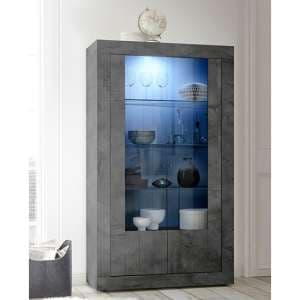Nitro Wooden Display Cabinet In Oxide With 2 Doors And LED - UK