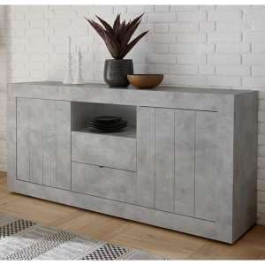 Nitro Wooden Sideboard With 2 Doors 2 Drawers In Concrete Effect - UK