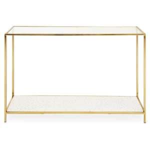 Nivea Clear Glass Top Console Table With Gold Metal Frame - UK