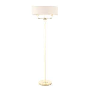 Nixon 2 Lights White Oval Shade Floor Lamp In Brass - UK