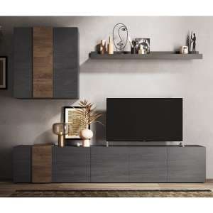 Noa Wooden Living Room Furniture Set In Titan And Mercury - UK