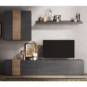 Noa Wooden Living Room Furniture Set In Titan And Oak
