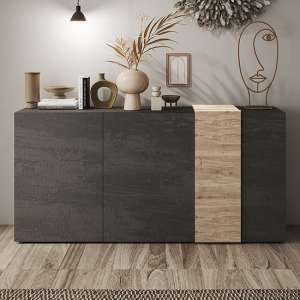 Noa Wooden Sideboard With 3 Doors In Titan And Oak