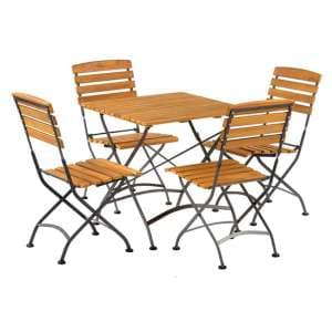 Noah Acacia Folding Dining Table Square With 4 Side Chairs - UK