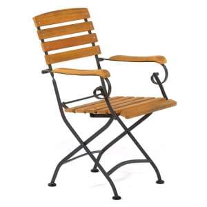 Noah Acacia Wood Folding Arm Chair With Steel Frame - UK