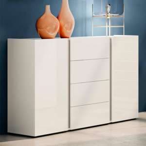 Noah High Gloss Sideboard 2 Doors 4 Drawers In White Anthracite - UK