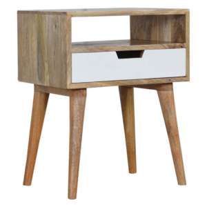 Nobly Wooden Bedside Cabinet In Oak Ish And White With Open Slot - UK