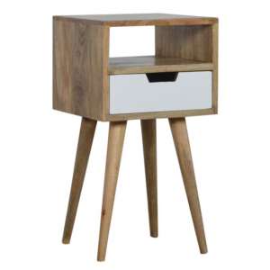 Nobly Wooden Bedside Cabinet In White And Oak Ish - UK