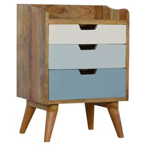 Nobly Wooden Gradient Bedside Cabinet In Blue And White - UK