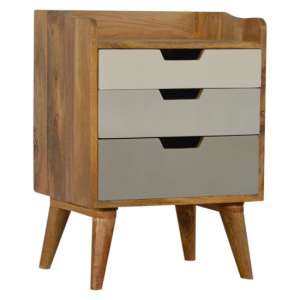 Nobly Wooden Gradient Bedside Cabinet In Grey And White - UK
