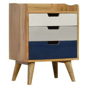 Nobly Wooden Gradient Bedside Cabinet In Navy Blue And White - UK