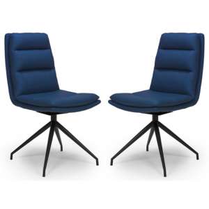 Nobo Blue Faux Leather Dining Chair With Black Legs In Pair