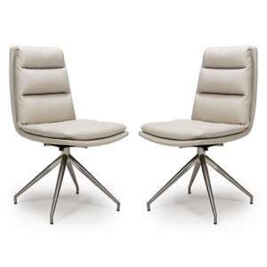 Nobo Taupe Faux Leather Dining Chair With Steel Legs In Pair