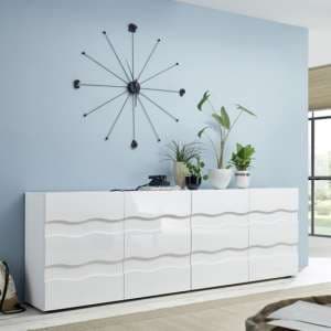 Nod Wooden Sideboard In White High Gloss With 4 Doors