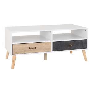 Noein Wooden Coffee Table In White And Distressed Effect - UK