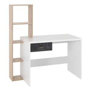 Noein Wooden Computer Desk In White And Distressed Effect - UK