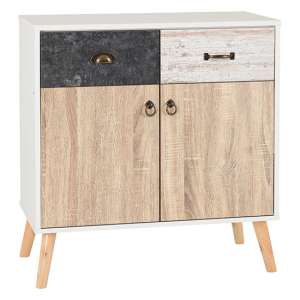 Noein Wooden Sideboard In White And Distressed Effect - UK